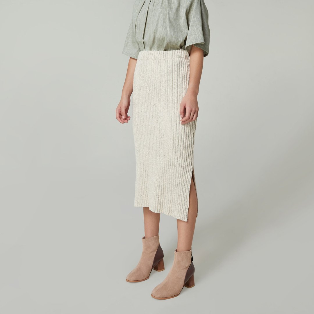 Basic Knitted Pencil Skirt - 裙子 - 棉 