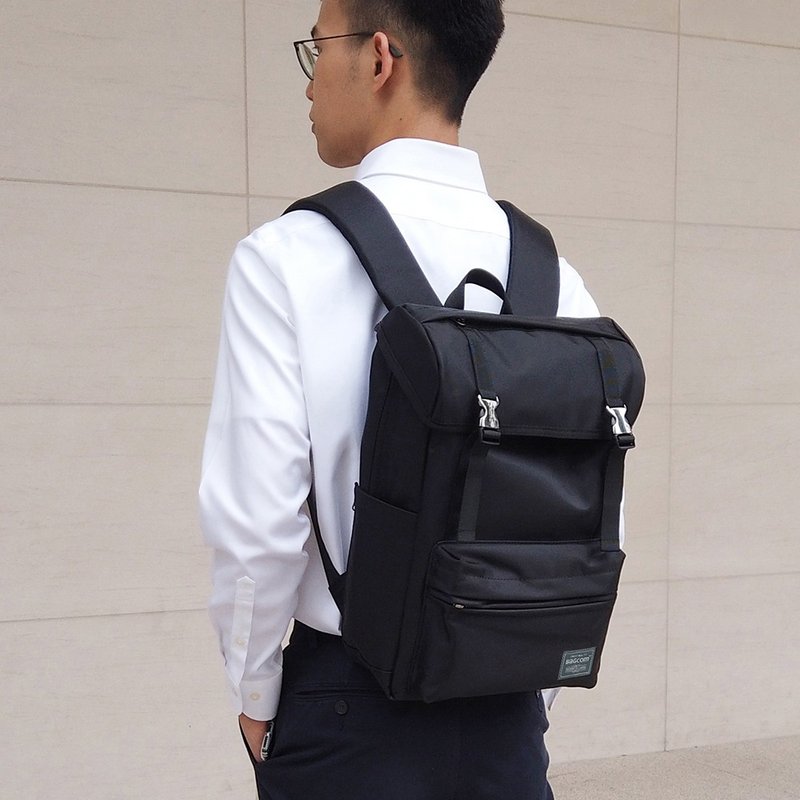 带扣多层后背包(14'' Laptop OK)-黑色_105388 - 后背包/双肩包 - 其他材质 黑色
