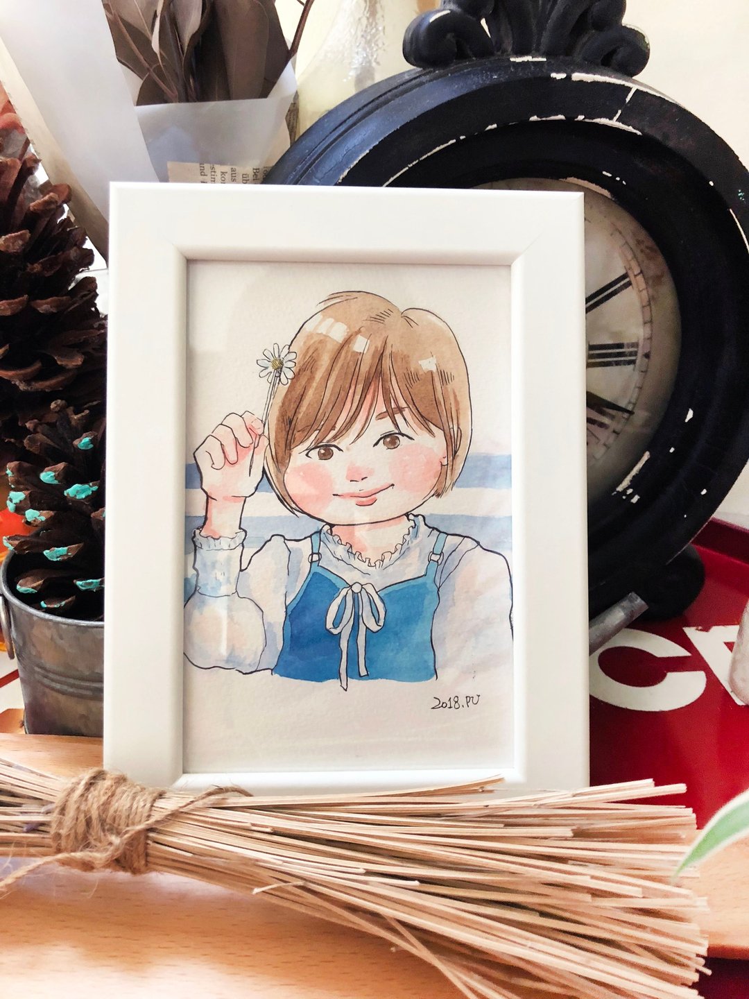 定制Q版人像插画似颜绘-单人 - 卡片/明信片 - 纸 