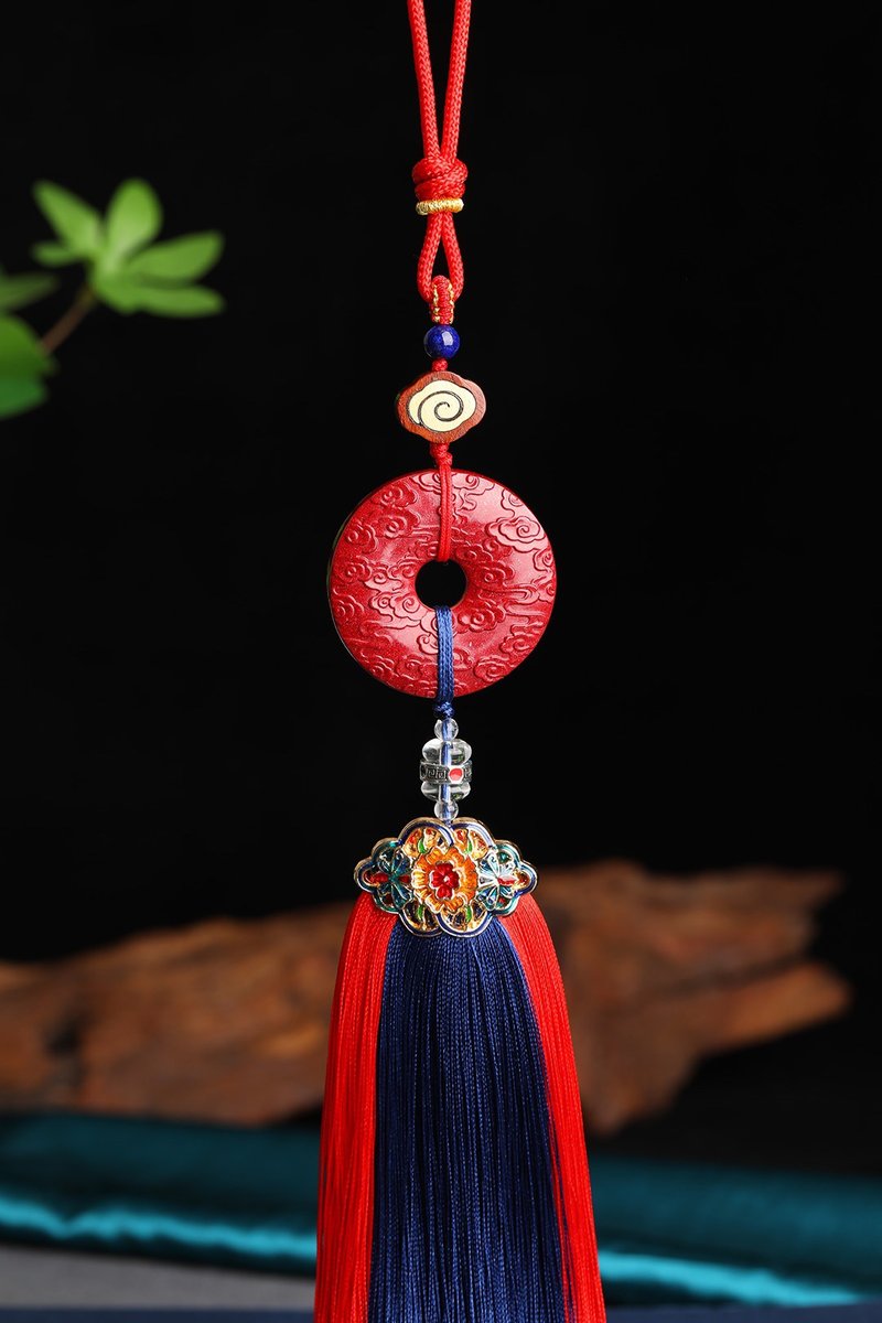 天然原矿朱砂精品紫金砂祥云平安扣车挂 精品含砂量高达95以上 - 钥匙链/钥匙包 - 宝石 