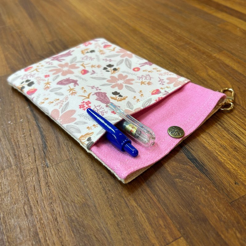 医师护理专用笔袋/多功能口袋收纳/花园粉语兔款 - 铅笔盒/笔袋 - 棉．麻 粉红色