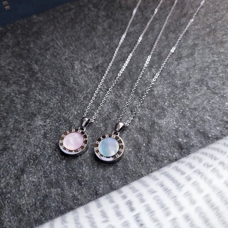 珍爱时刻。罗马数字造型白钢小墬链项链  不怕水不变色防过敏 - 项链 - 不锈钢 粉红色