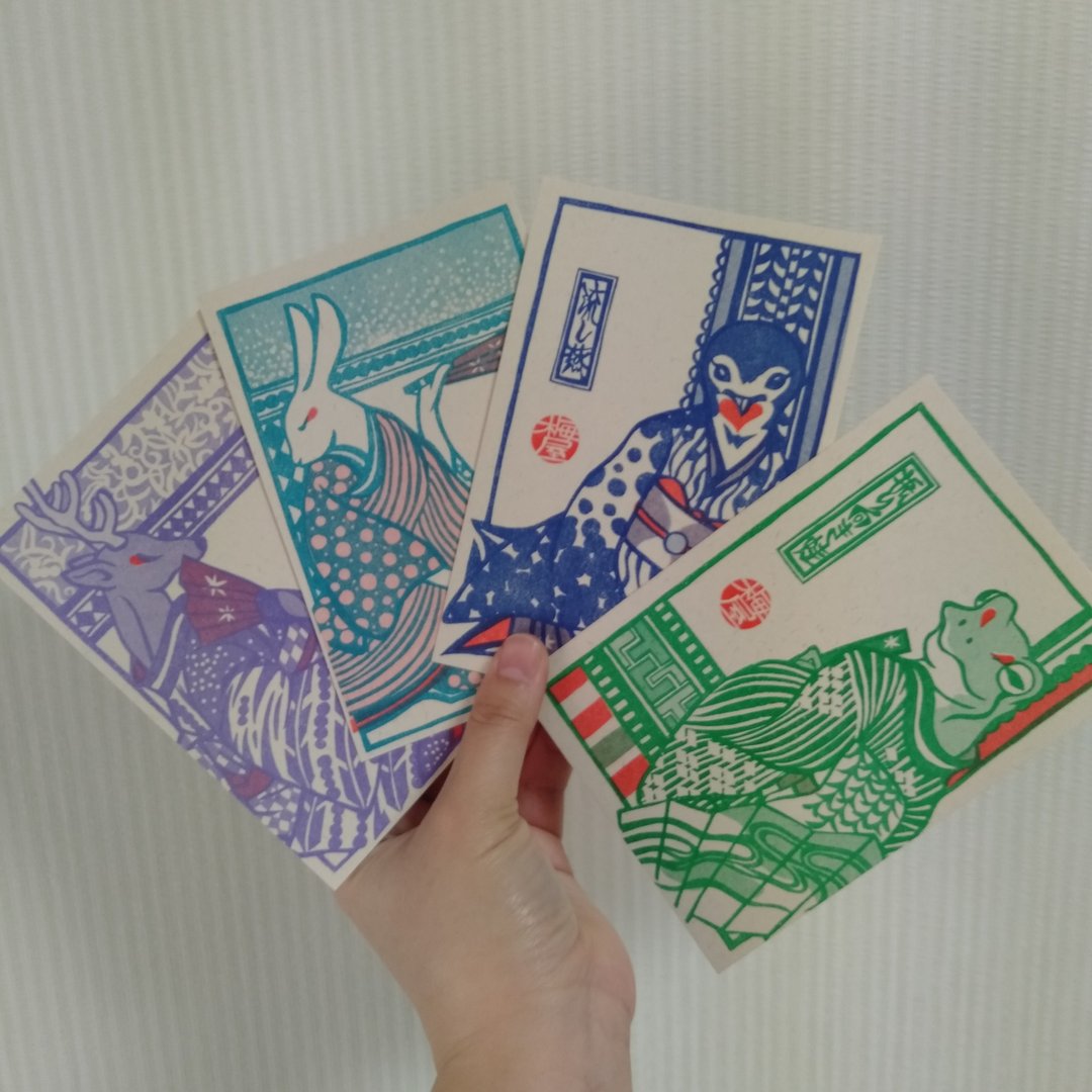 复古印刷明信片组 15入 - 卡片/明信片 - 纸 红色