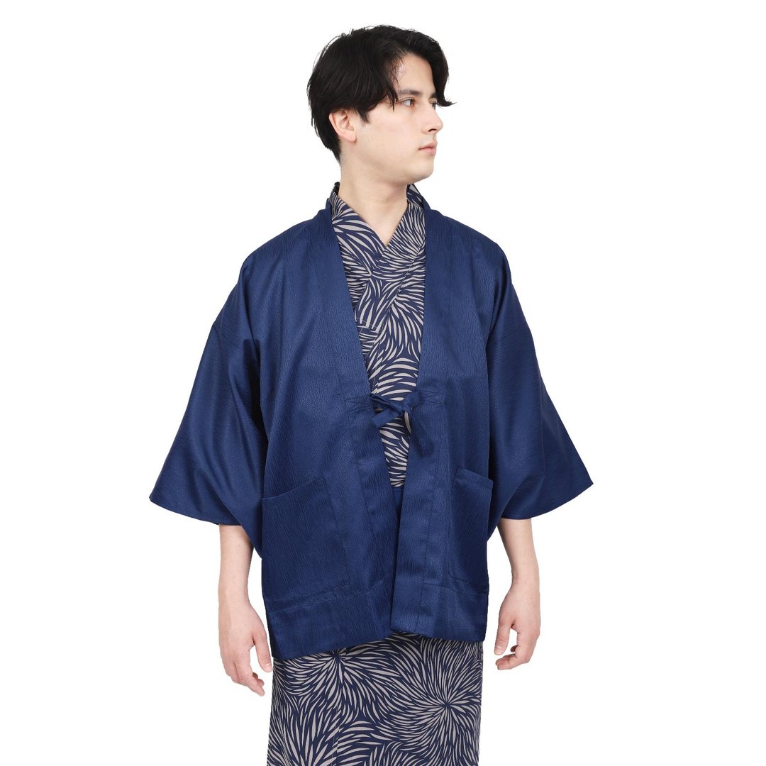 旅馆羽织 男女兼用 日本 和服 羽织 外套 罩衫 蓝 単品 - 中性连帽卫衣/T 恤 - 聚酯纤维 
