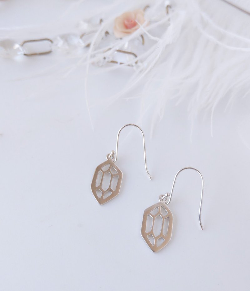 水晶 矿石 纯银 耳环 耶诞节礼物 - 耳环/耳夹 - 其他金属 银色