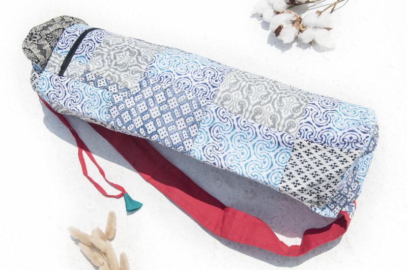 手工拼布瑜珈垫背包/yoga bag/瑜伽包/编织包/织布包-蓝色清真寺 - 侧背包/斜挎包 - 棉．麻 多色
