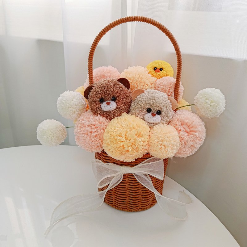 毛球花篮 - 熊熊好朋友 - 花瓶/陶器 - 羊毛 咖啡色