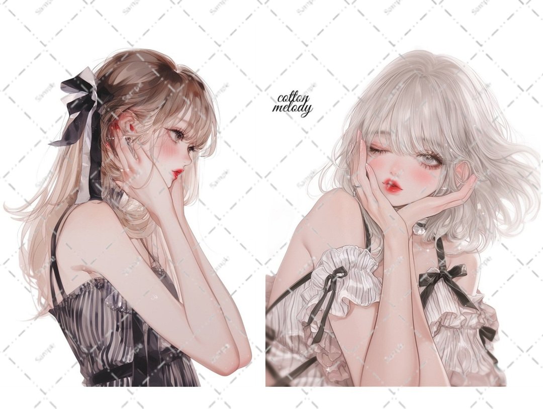 original sticker no.6358 人物贴纸 原创贴纸 人像贴纸 女孩贴纸 原创人物贴纸 - 贴纸 - 纸 