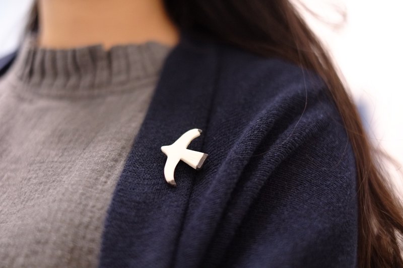 海鸥别针 - 胸针 - 瓷 白色