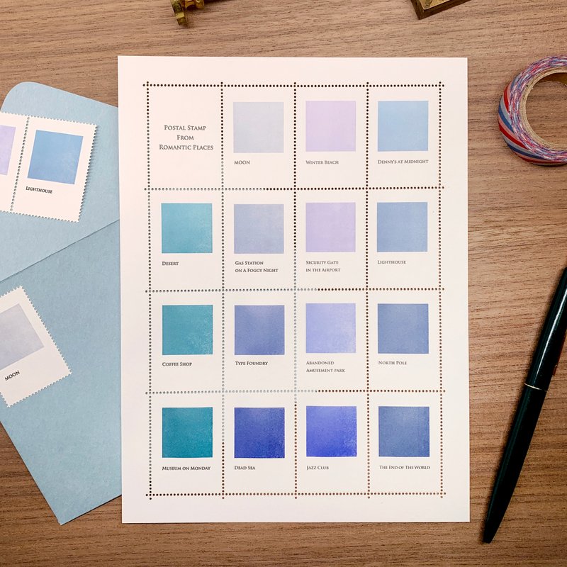 活版印刷 浪漫之境邮票 - 卡片/明信片 - 纸 多色