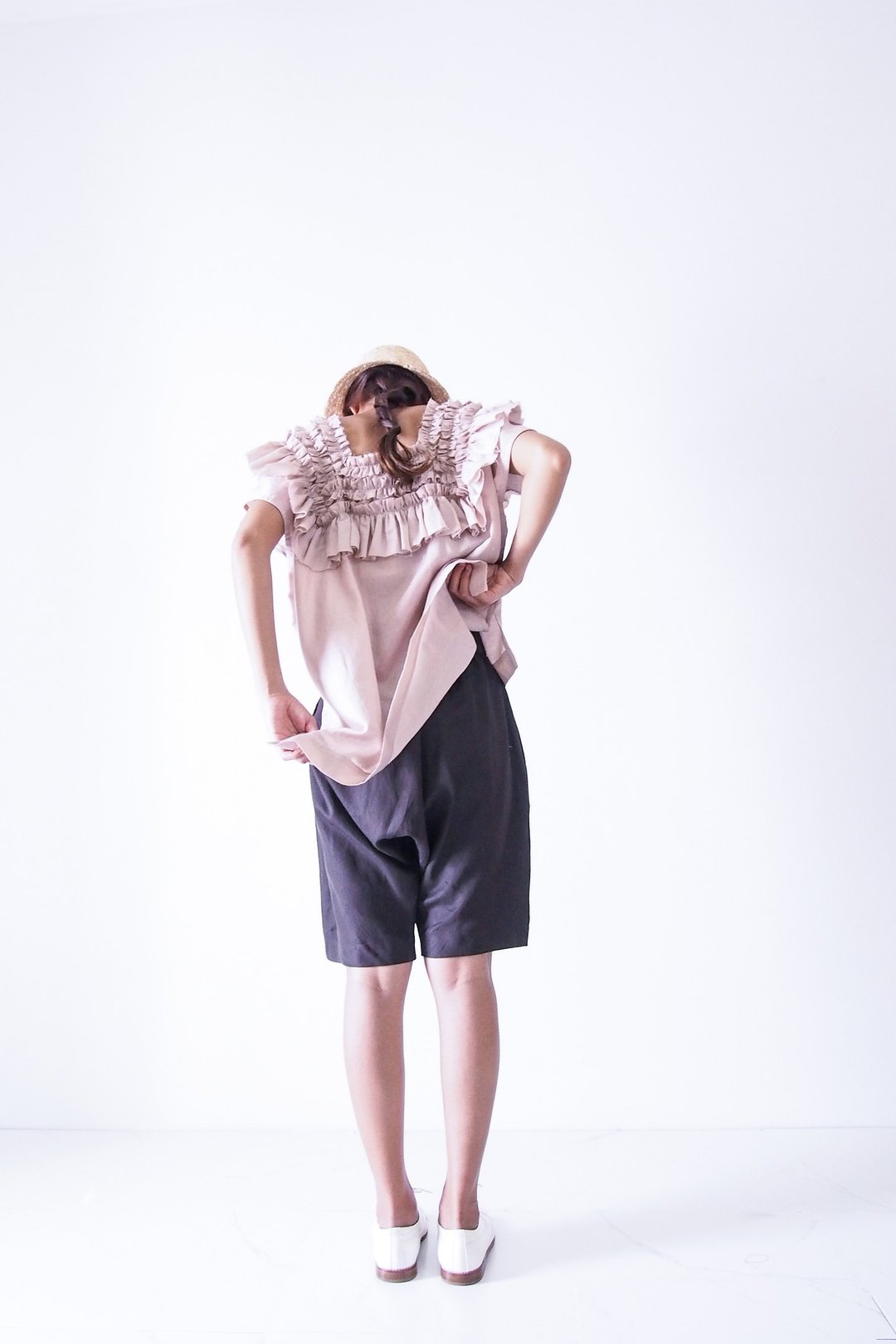 Mani Mina Tribal Top with Ruffle Pink - 女装上衣 - 棉 粉红色