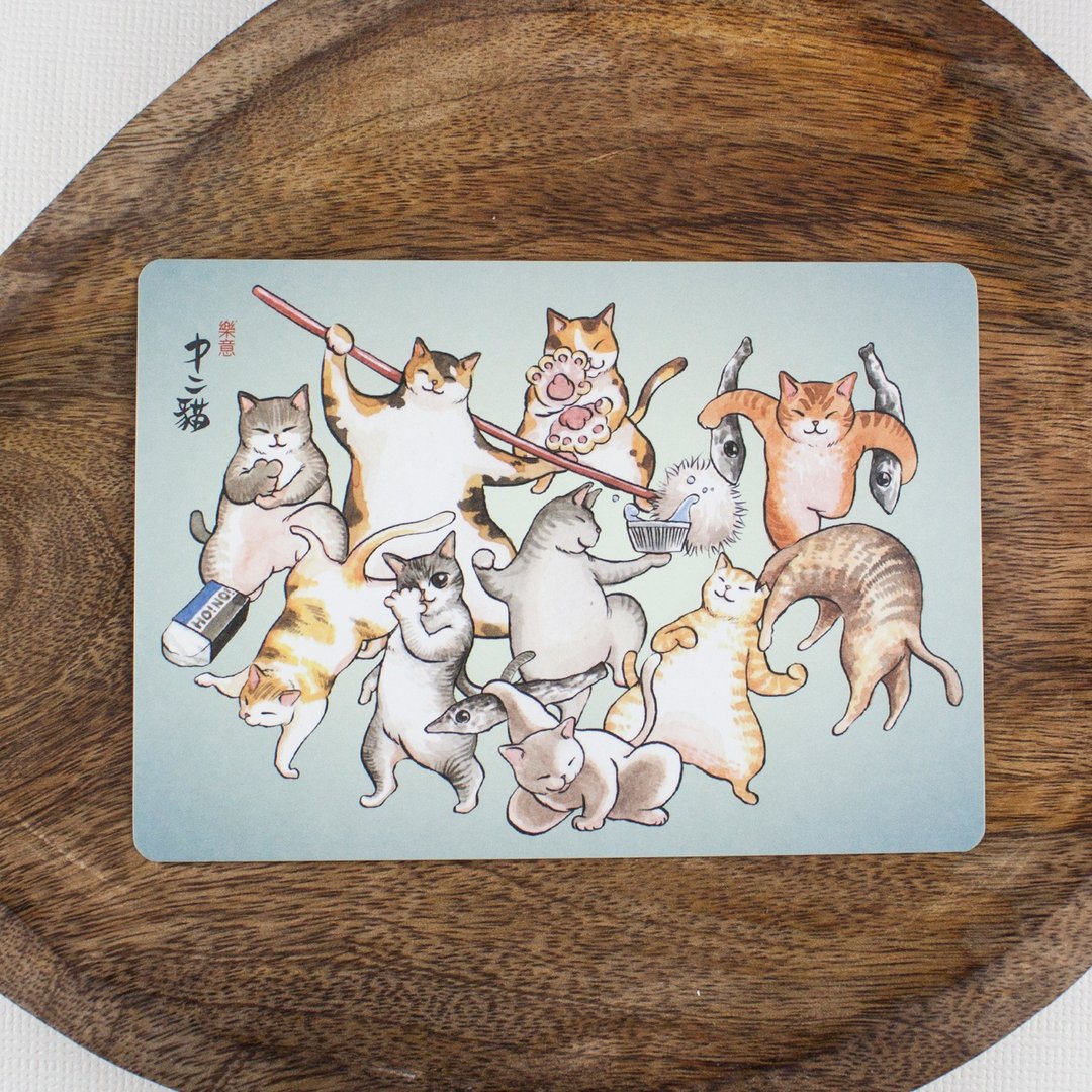 明信片 - 中二猫-练功 - 卡片/明信片 - 纸 蓝色