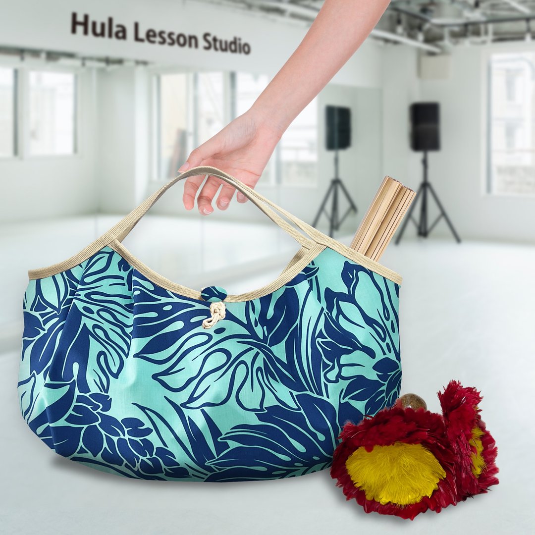Hawaiian_Ohanabag / 草裙舞课程专用包【蓝色贝壳姜花】 - 侧背包/斜挎包 - 棉 蓝色