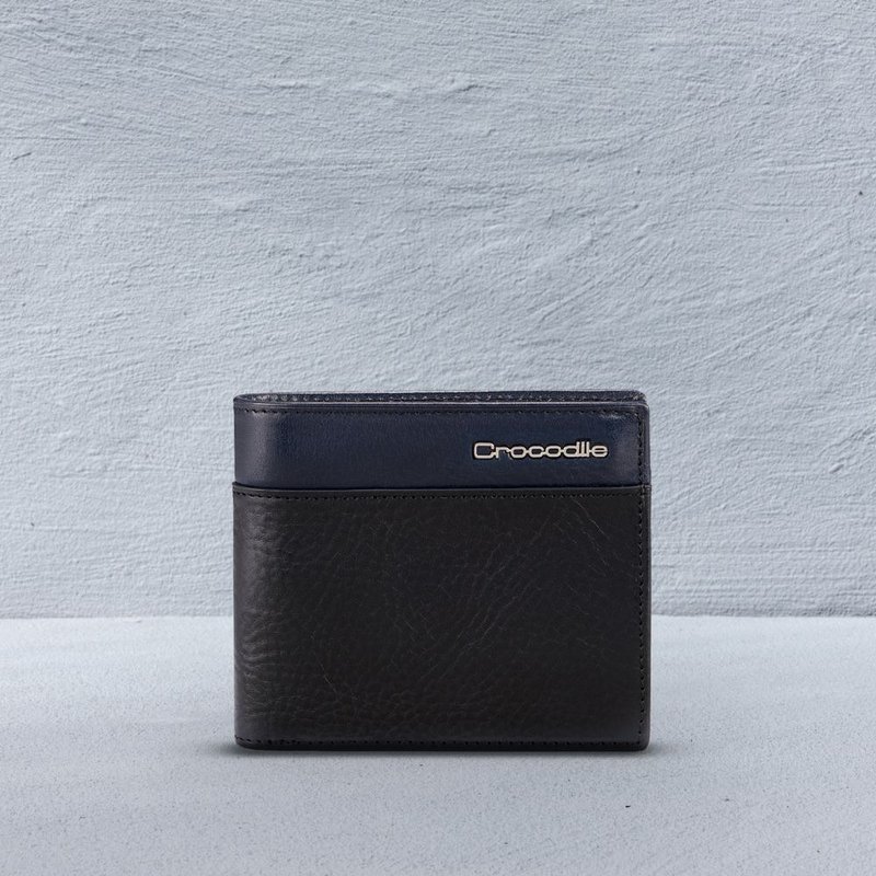 24H出货 Crocodile 男生短夹/真皮钱包 植鞣革 12卡/零钱袋热销款 - 皮夹/钱包 - 真皮 黑色