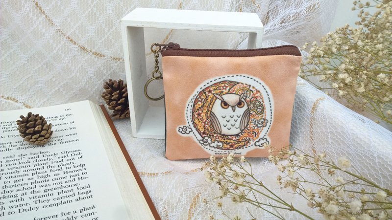 <秘境之生>星光下的猫头鹰 小 零钱包 收纳 票卡 - 零钱包 - 聚酯纤维 咖啡色