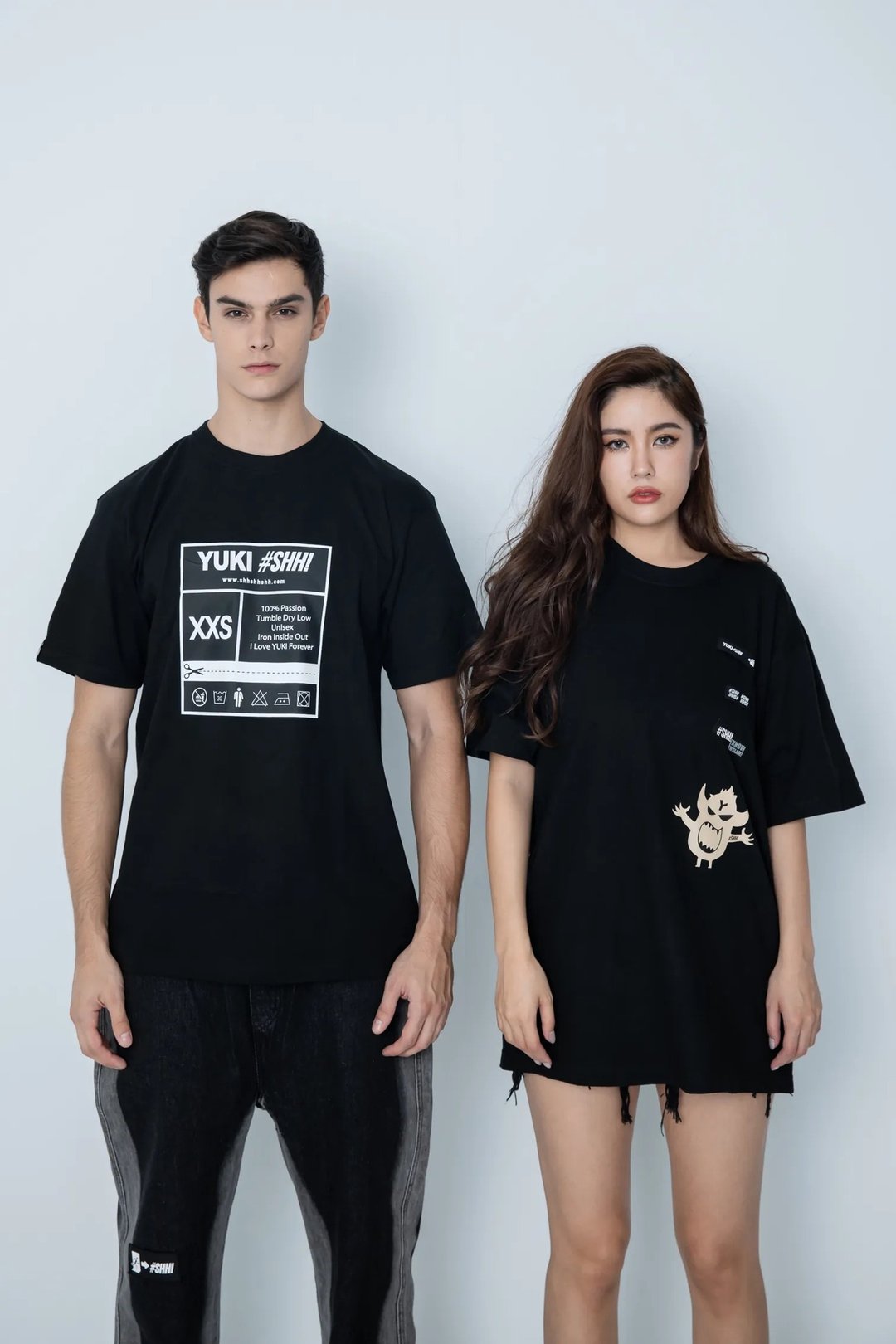 YUKI x SHH!unisex forever联名T - 男装上衣/T 恤 - 棉．麻 黑色