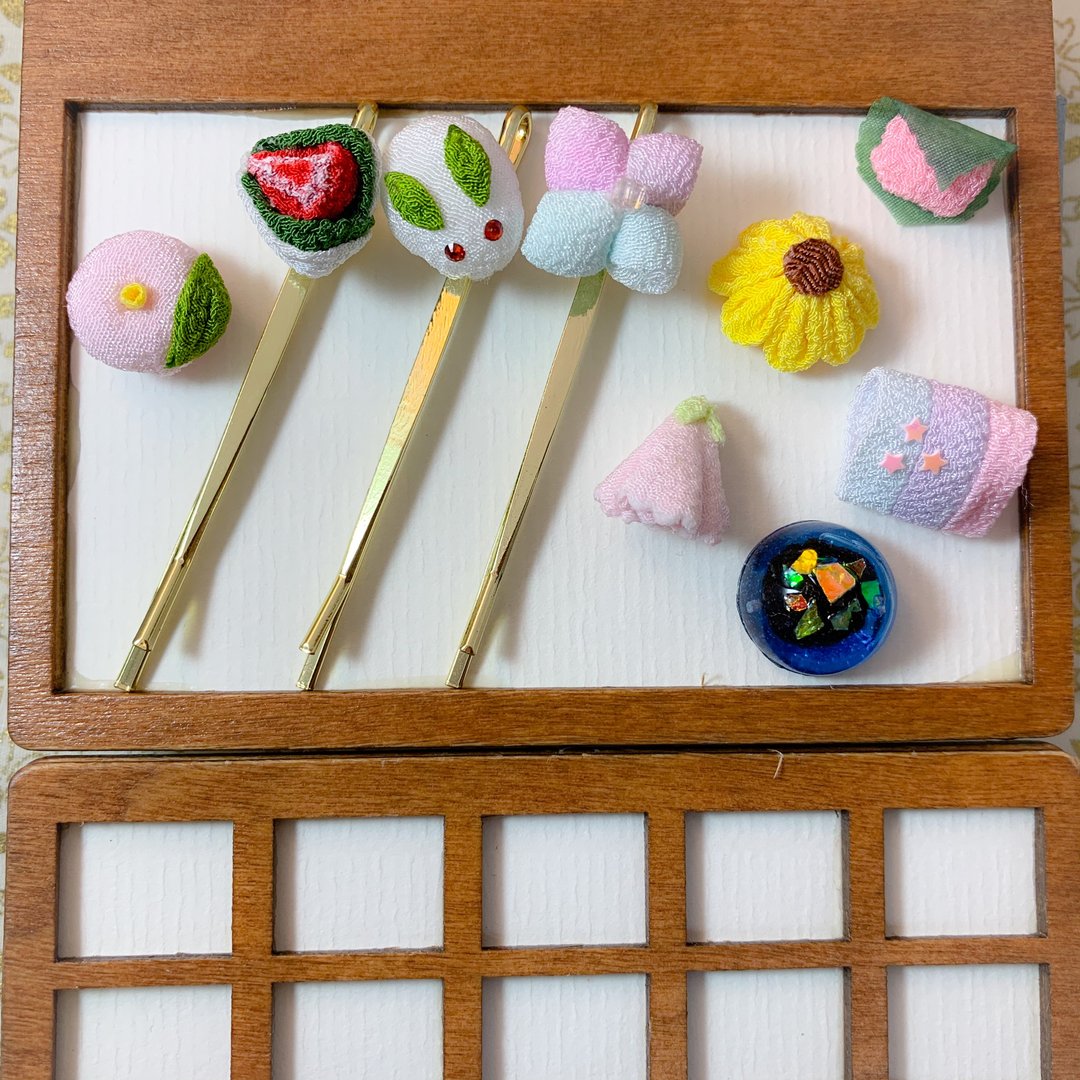 (点心 和菓子) 细工布花 一字发夹 自选 趣致可爱 和风 - 发饰 - 其他人造纤维 多色