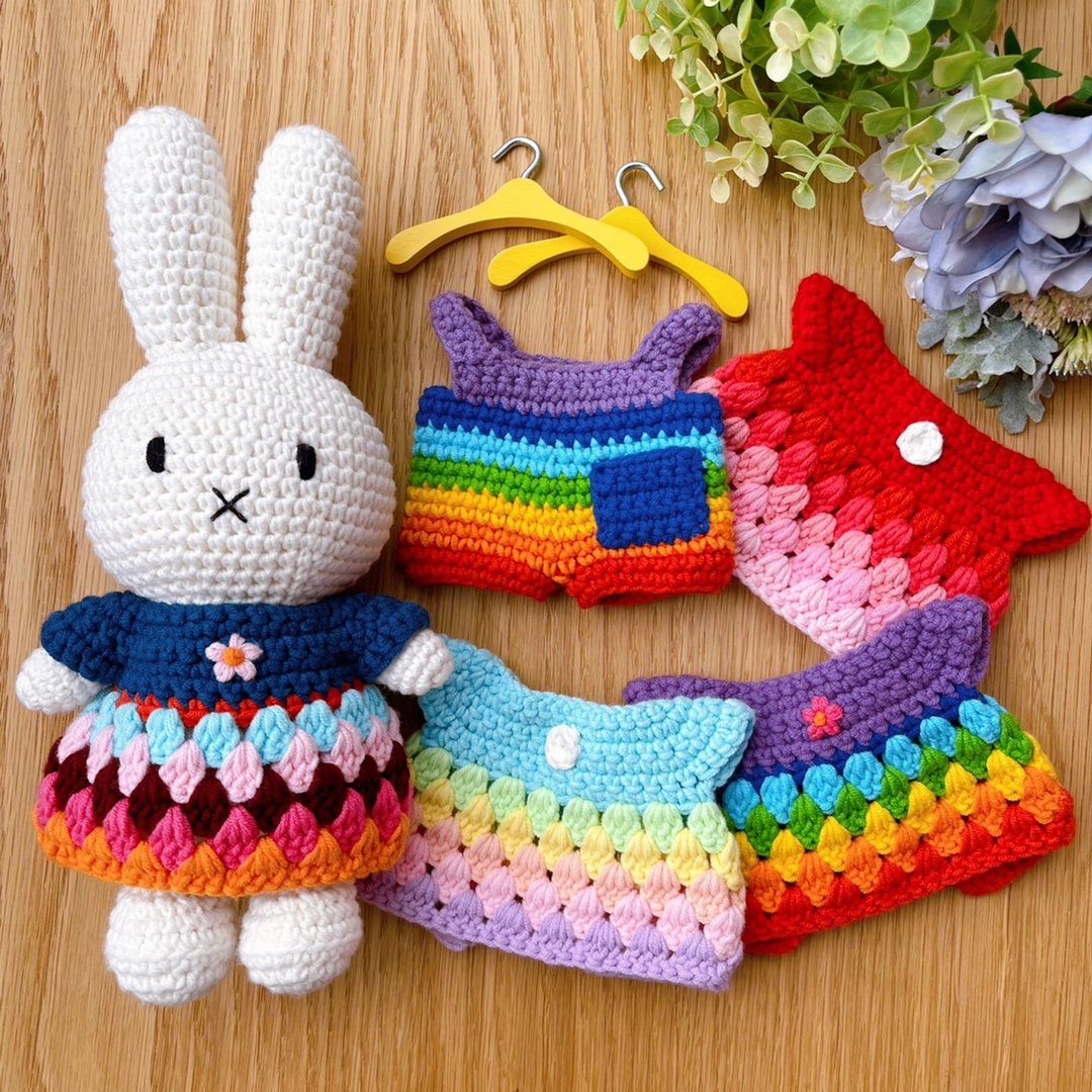 荷兰 Just Dutch | 手工编织 衣服 Miffy Melanie Boris 彩虹系列 - 玩偶/公仔 - 棉 多色