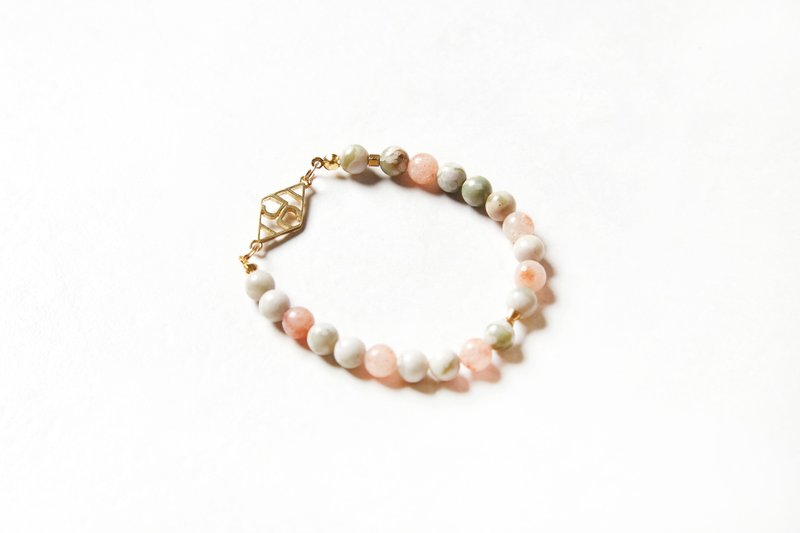 JUelry logo color stone bracelet - JUelry logo 双色6mm天然石手环 - 手链/手环 - 宝石 多色