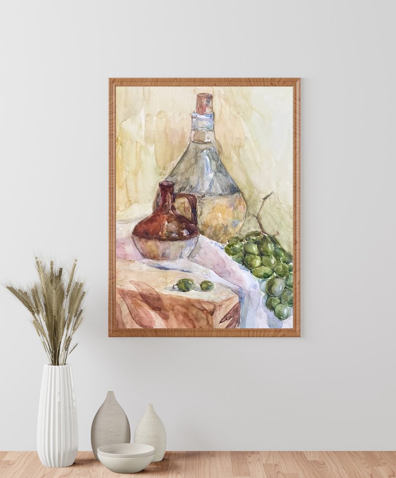 静物与葡萄-水果 墙壁装饰 墙壁艺术 挂画 - 墙贴/壁贴 - 纸 黄色