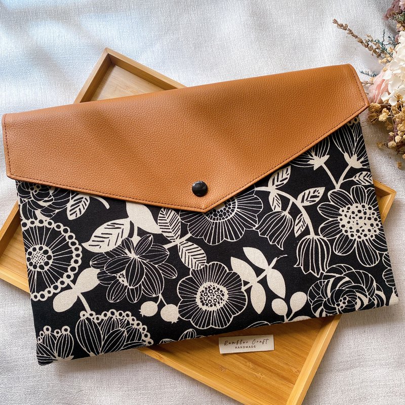 IPad Macbook 平板 电脑 保护套 收纳袋  黑白大花款 - 电脑包 - 棉．麻 