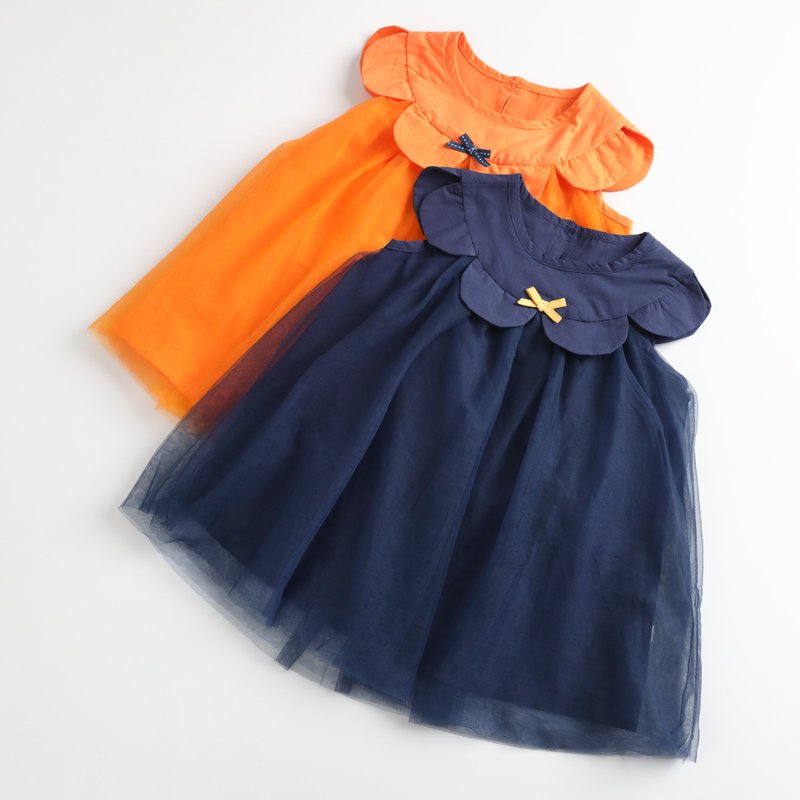 【出清优惠】叶边网纱连身裙 - 童装裙 - 棉．麻 多色