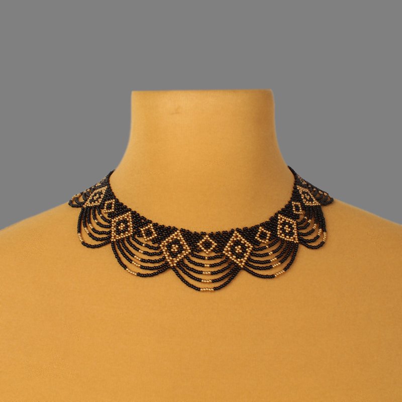 女士黑金项圈 - 项链 - 玻璃 黑色