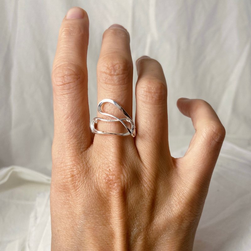 解构花朵纯银戒指 系列 no. 1 - 戒指 - 贵金属 银色