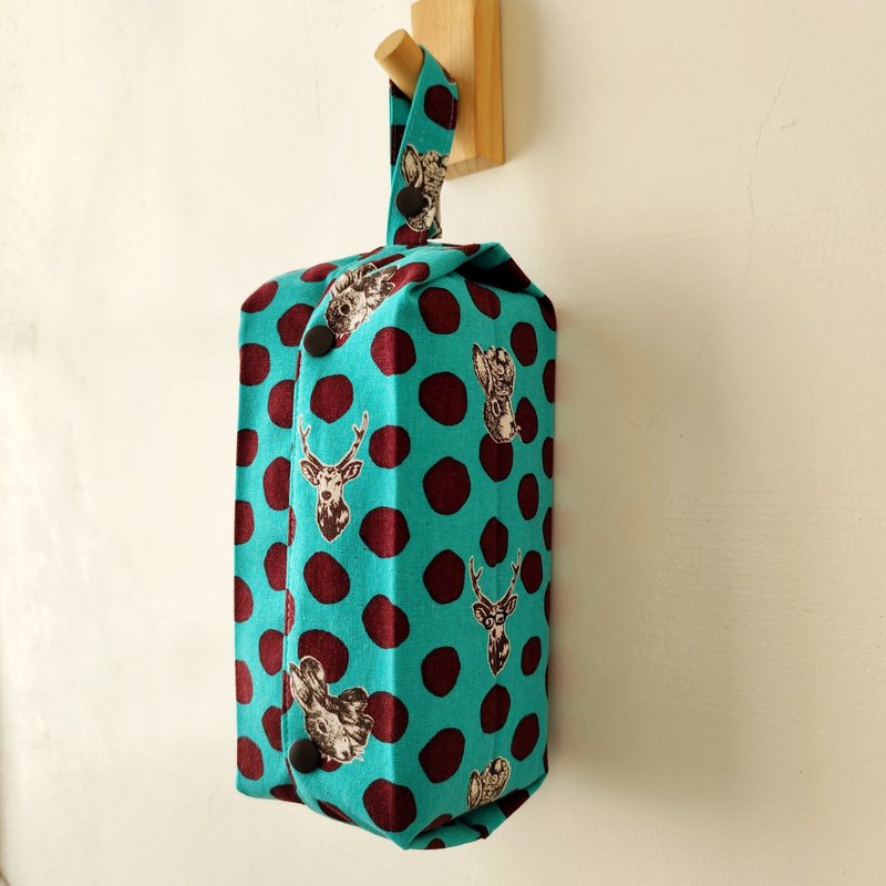 车用、露营用挂式面纸套/卫生纸套=森林里的派对 - 纸巾盒 - 棉．麻 