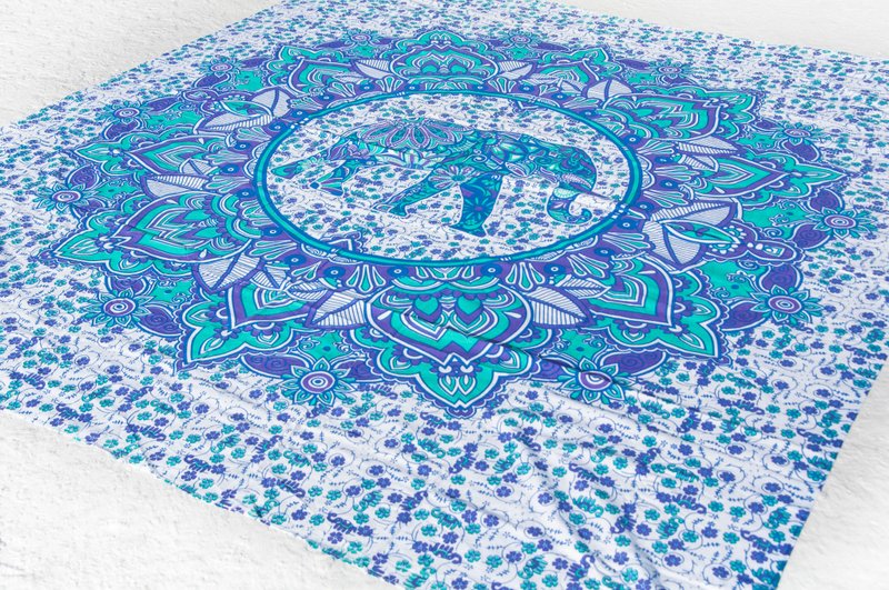 印度花朵纯绵双人床单 曼陀罗图腾渲染床单布料-大象世界mandala - 寝具 - 棉．麻 多色