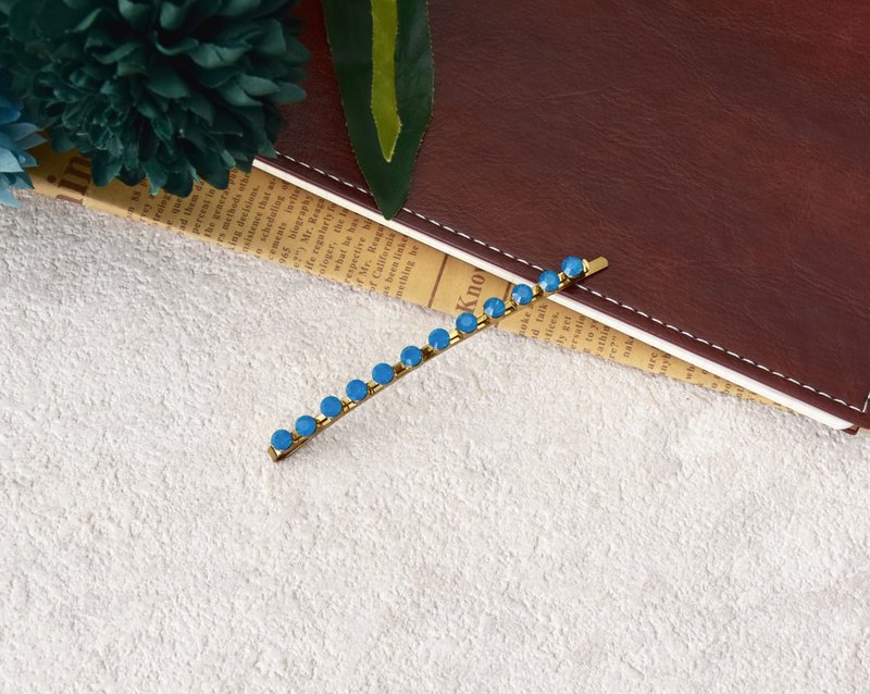 复古新时尚-施华洛世奇水晶发夹  宝蓝色 - 发饰 - 水晶 蓝色