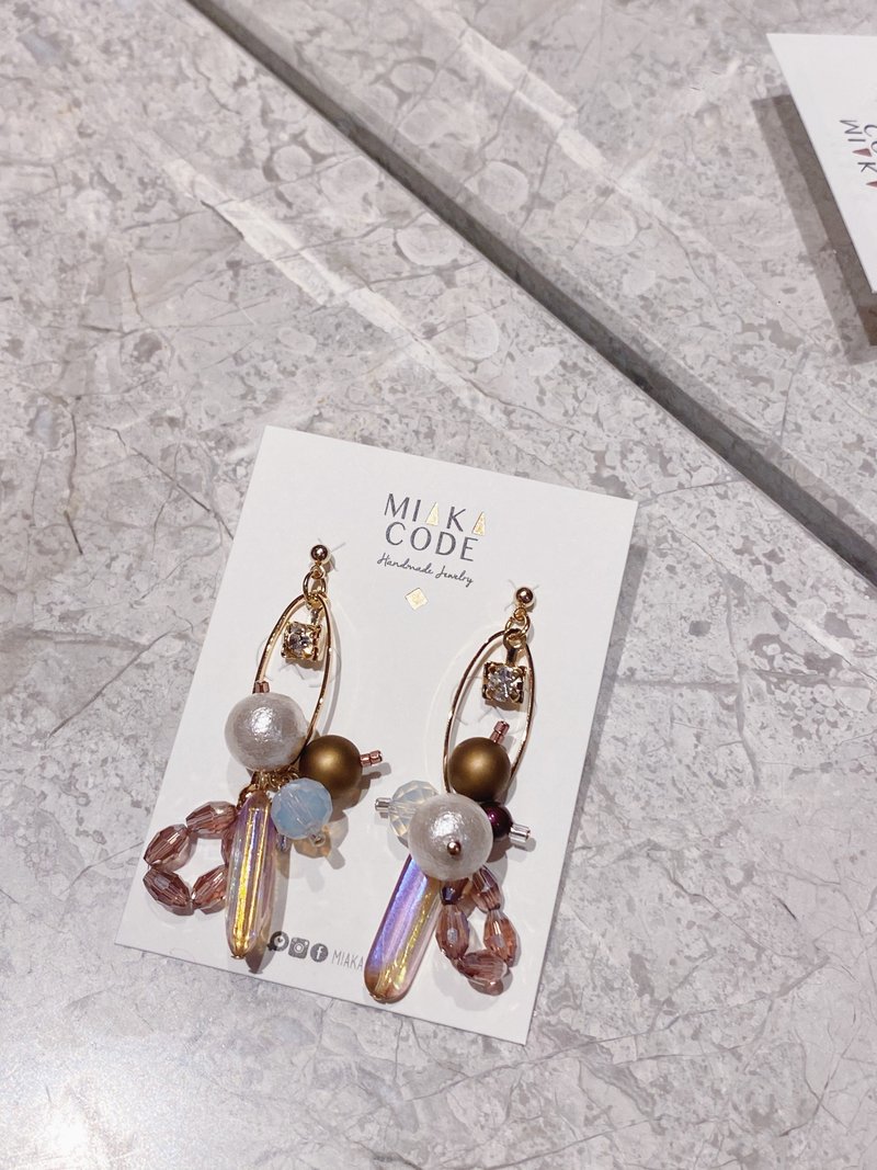 (紫色系)闺蜜礼物 多种戴法 手工串珠 施华洛水晶棉棉珠 超闪耳 - 耳环/耳夹 - 其他材质 紫色