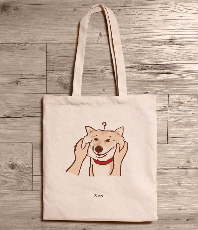 柴犬-捏脸---肩背帆布包-台湾制棉麻布-提袋-苍蝇星球 - 侧背包/斜挎包 - 棉．麻 