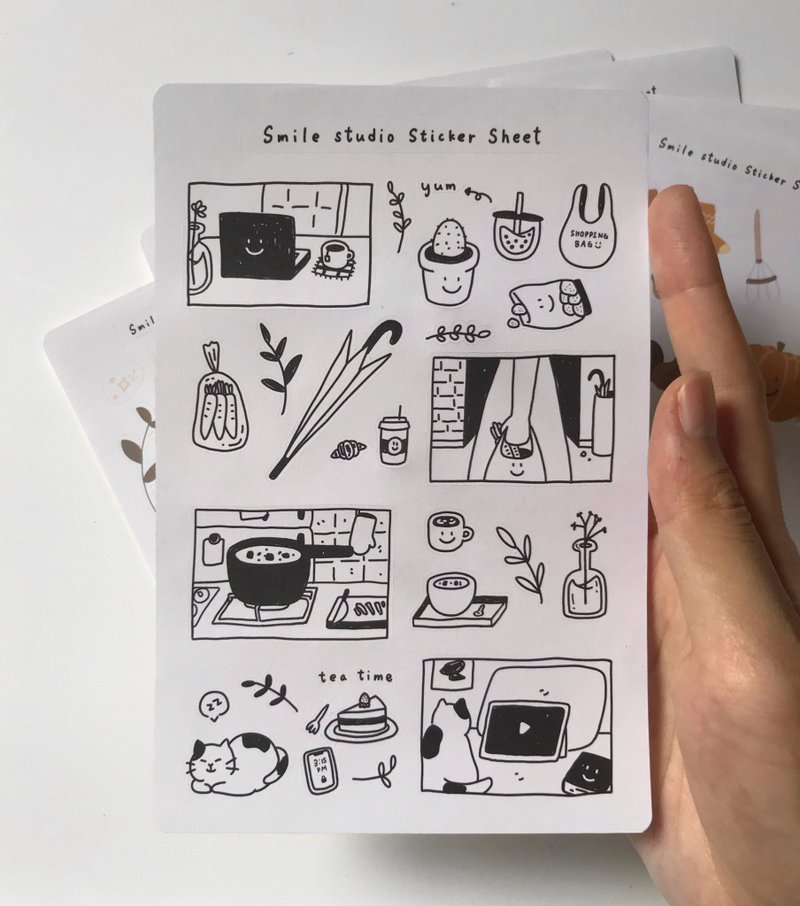 Smile Studio Living Alone 哑光贴纸套组 - 贴纸 - 纸 