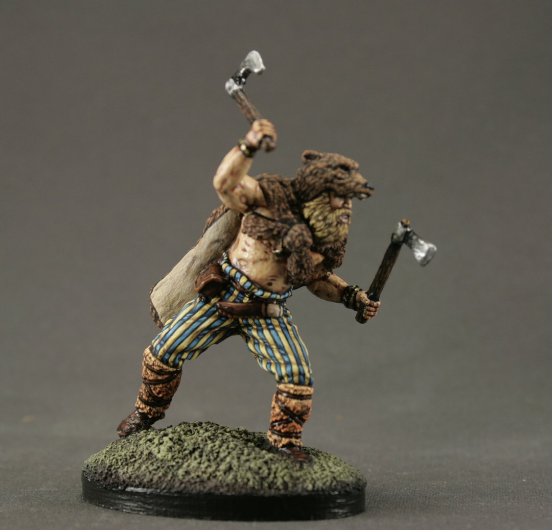 Viking, Berserk Handmade miniature Toy tin soldier 54 mm Home Decor Gift for Man - 玩偶/公仔 - 其他金属 卡其色
