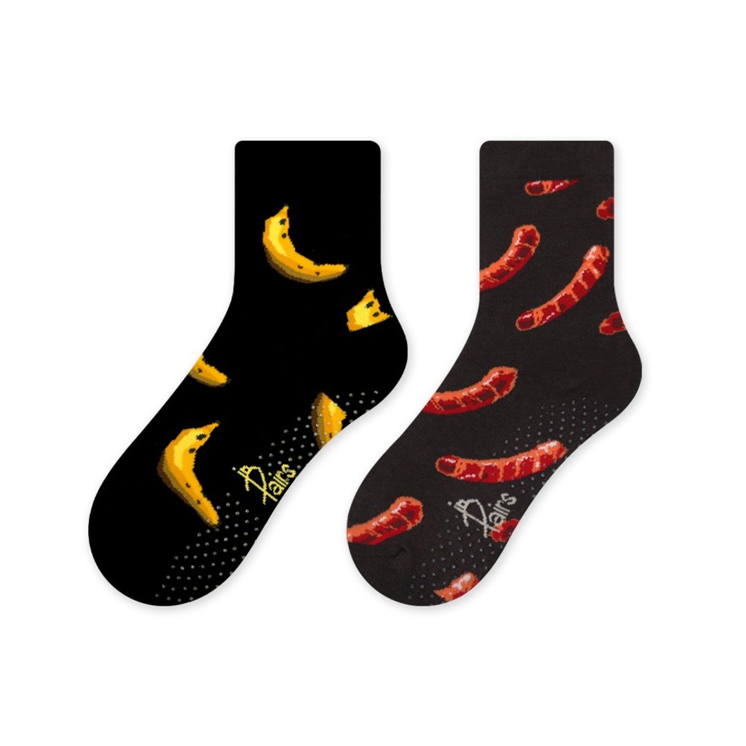 【in Pairs】好吃的 | 童袜 中筒袜 袜子 潮袜 防滑点点 止滑 - 袜子 - 棉 多色