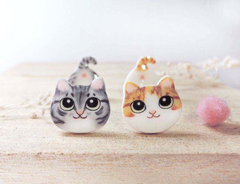 88折优惠 福袋 耳环任选2对 抗敏钢针 无痛耳夹 猫 狗 - 耳环/耳夹 - 树脂 多色