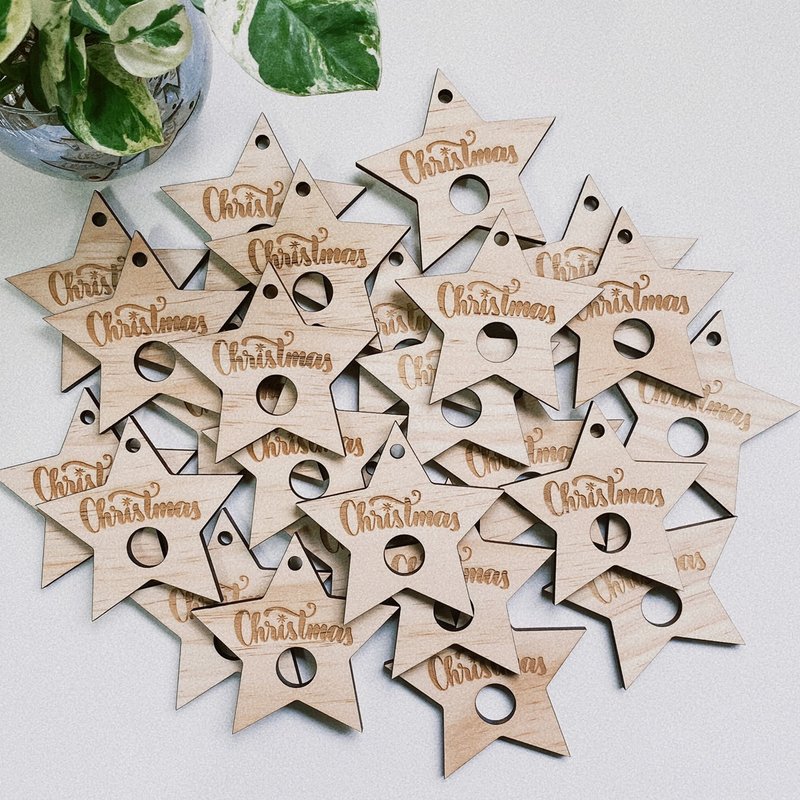 macrame编织专用星星实木片 - 摆饰 - 木头 咖啡色