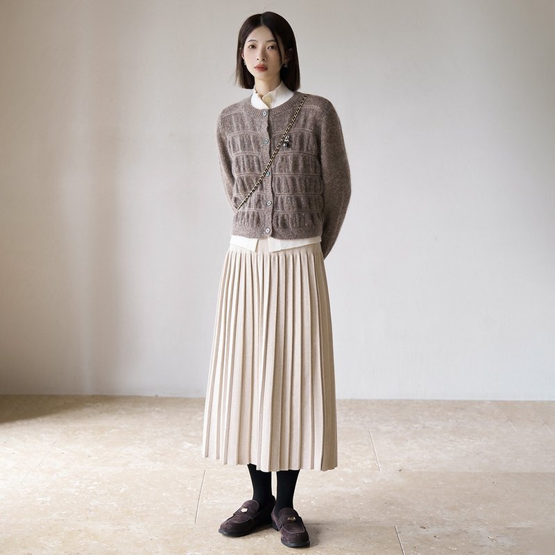 羊绒混纺压褶针织裙|裙子|秋款|两色|Sora-1309 - 裙子 - 棉．麻 多色