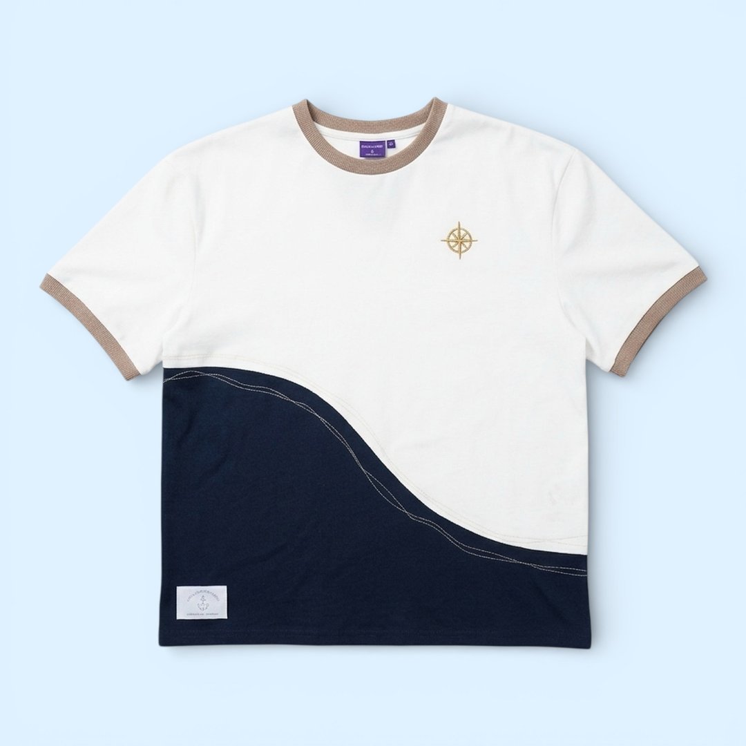 Antibes Tee (2-French Riviera Blue) | Hooman (Adult/Kids) - 中性连帽卫衣/T 恤 - 棉 蓝色