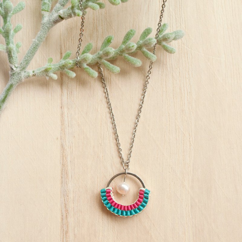 手工编织 / 扭扭 / 淡水珍珠 / 指环 / 项链 - 颈链 - 棉．麻 银色