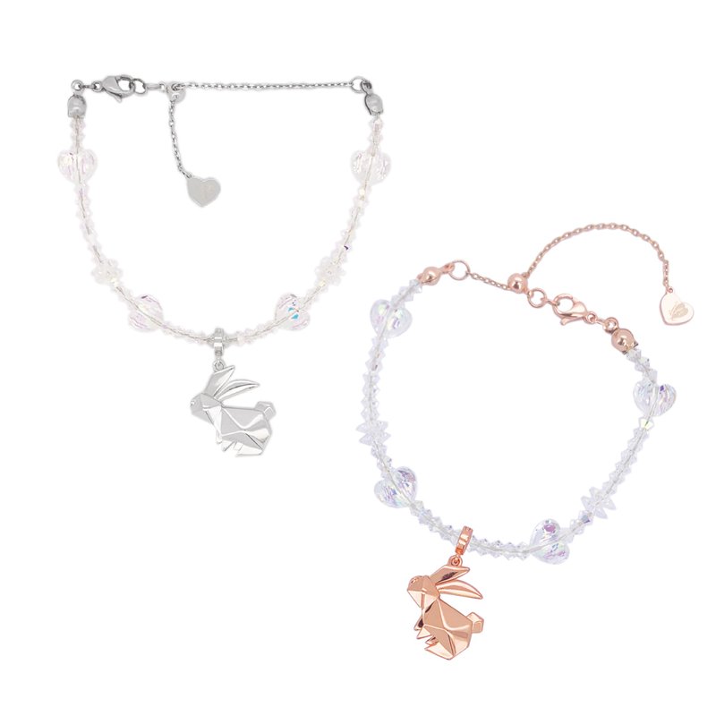 AB03 折纸小兔水晶香薰手链 - 手链/手环 - 铜/黄铜 