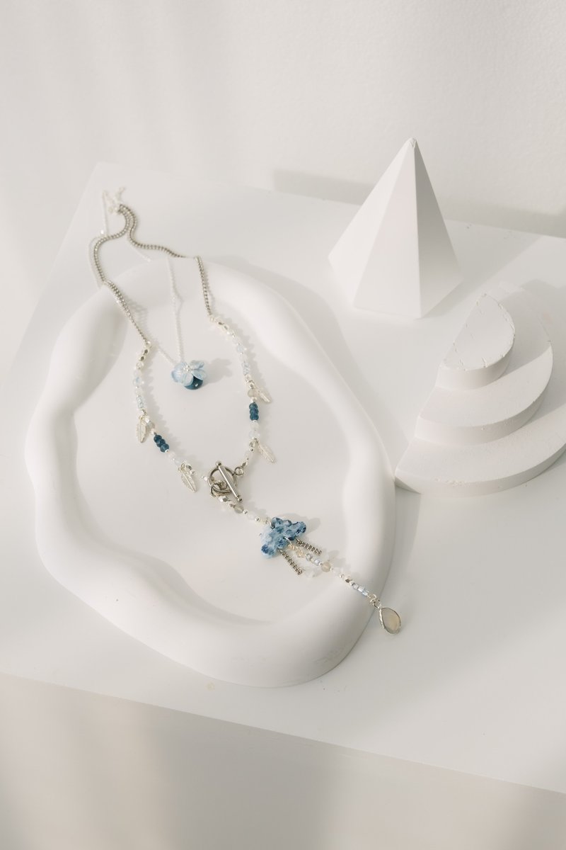 手工软陶饰物 云 - 项链 - 陶 蓝色