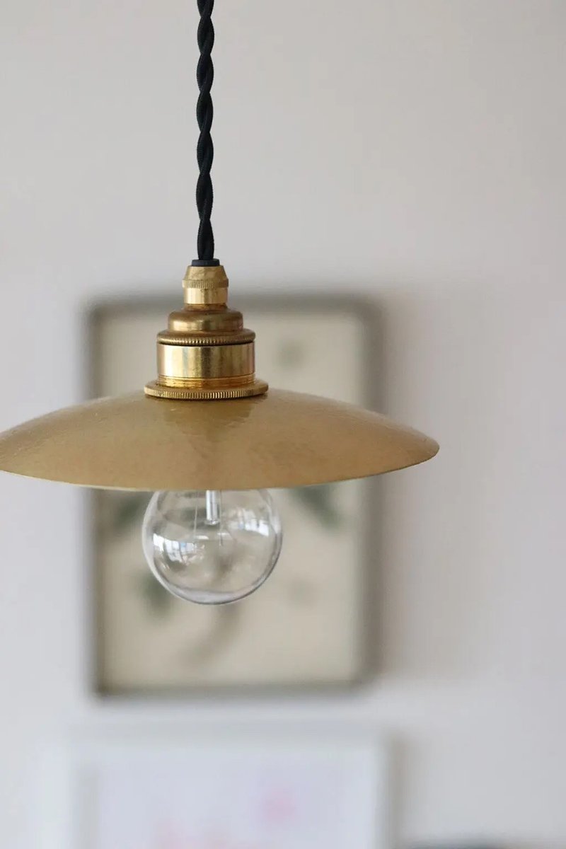 锤纹灯罩灯E26板式黄铜180mm - 灯具/灯饰 - 其他金属 金色