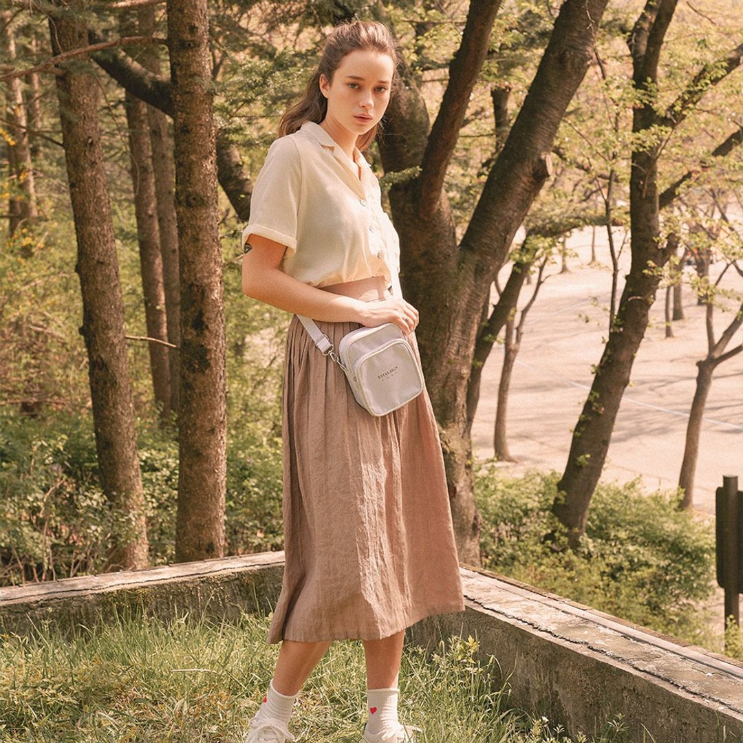 VITALSIGN Pleated Long Skirt - 裙子 - 聚酯纤维 金色