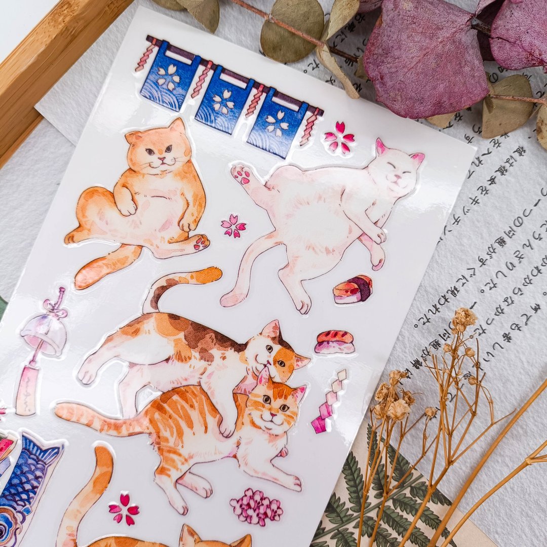 KR456_貓咪天堂D  /  轉印貼紙 - 贴纸 - 塑料 
