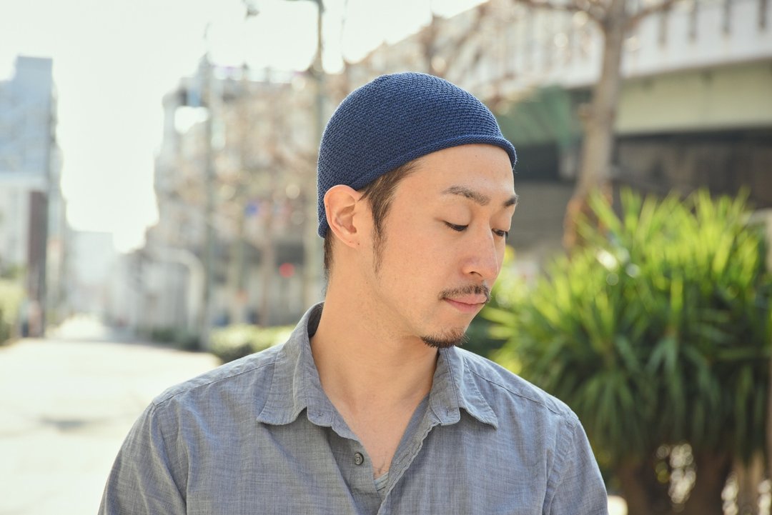 亚麻混纺弹力针织包头帽 #KT - 帽子 - 压克力 蓝色