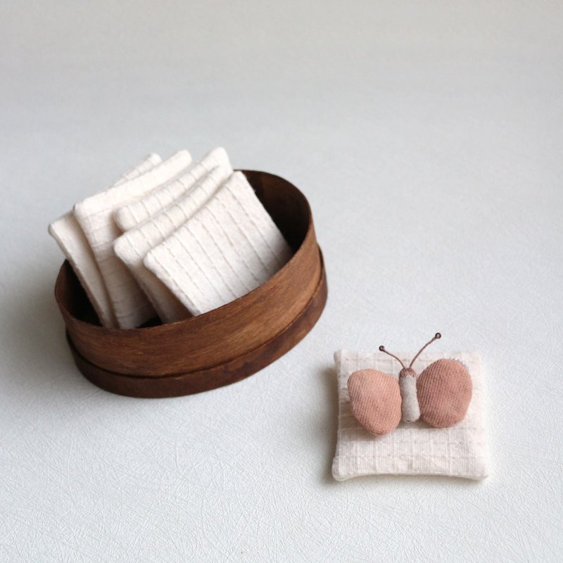 迷你格纹杯垫 - 杯垫 - 棉．麻 白色