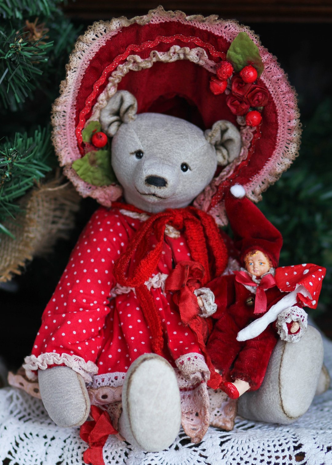 Handmade Artist Collectible Teddy Bear OOAK Vintage Victorian Style toy gift - 玩偶/公仔 - 其他材质 多色