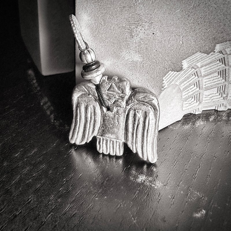 玉鹰皇 银制吊坠 - 项链 - 纯银 